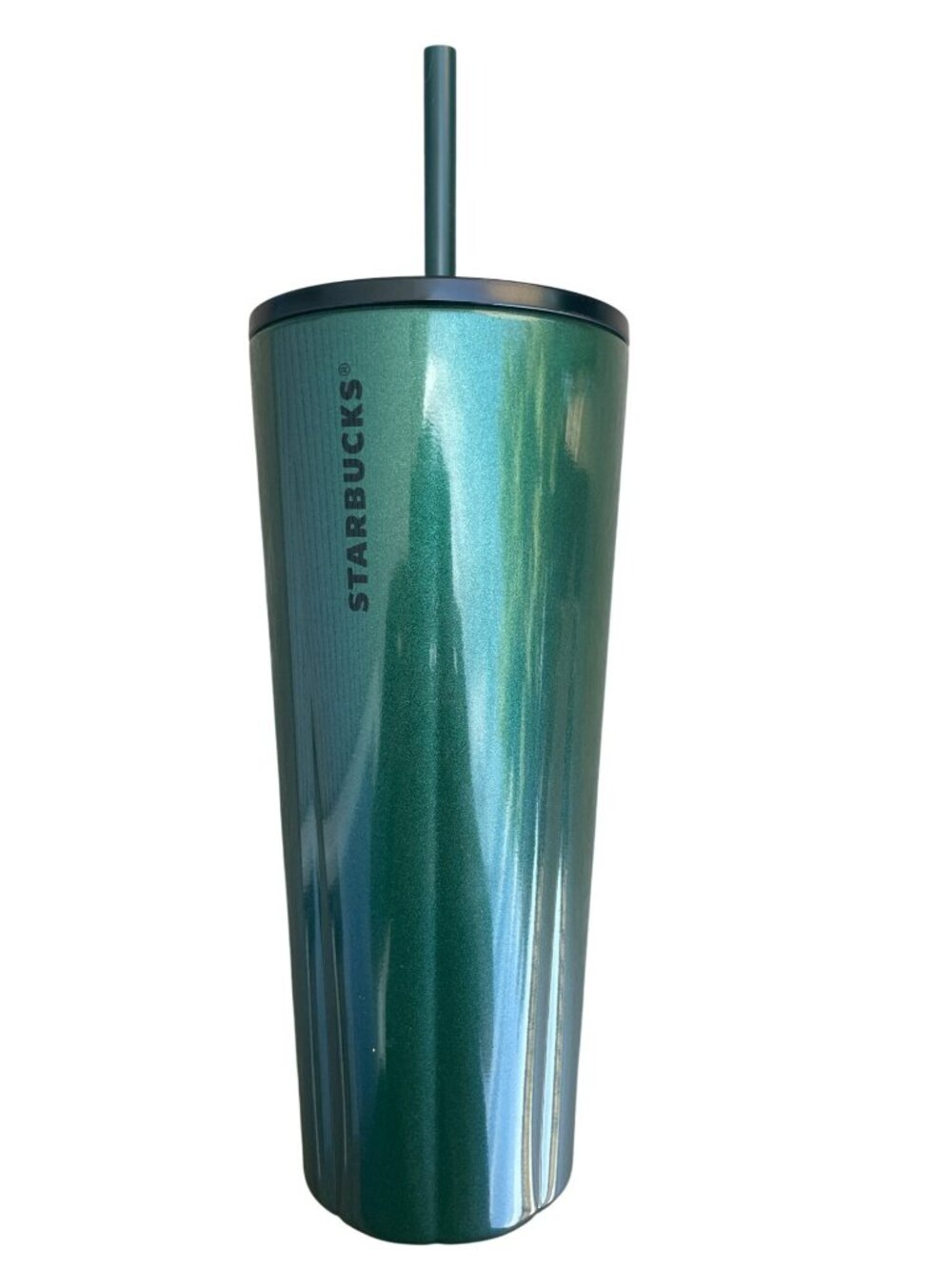 Starbucks Green Metallic 24oz Tumbler With Straw BPA-Free Reusable Cold Cup NWT